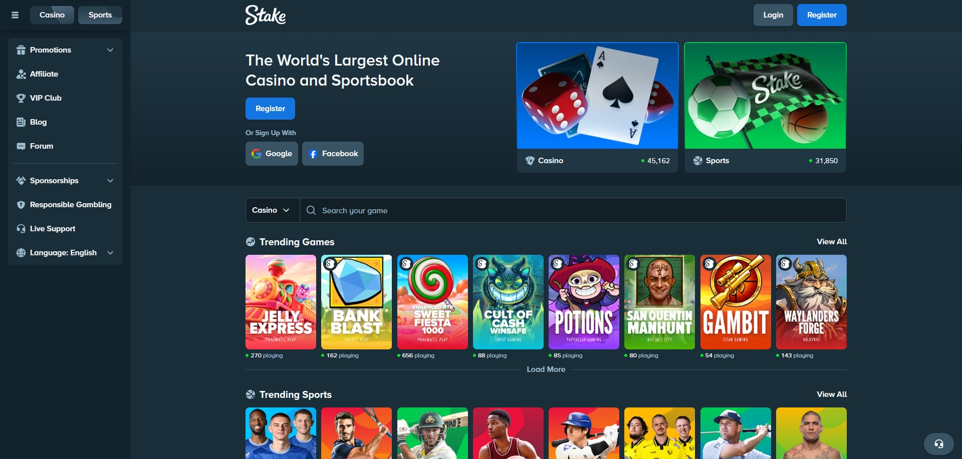 Stake — homepage