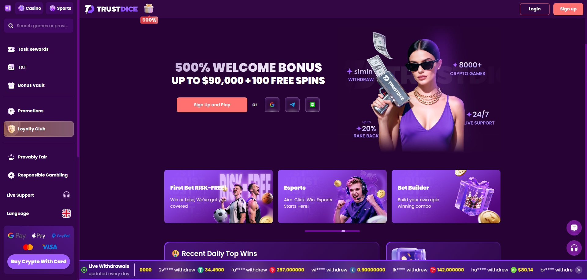 Trust Dice — homepage
