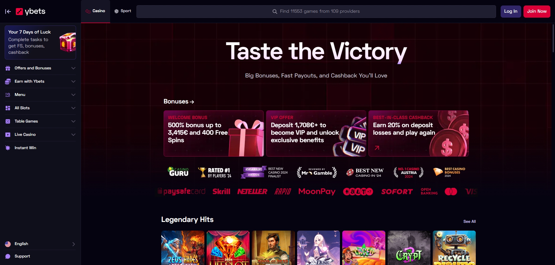 Ybets — homepage